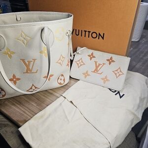 Authentic Louis Vuitton Neverfull beige orange yellow